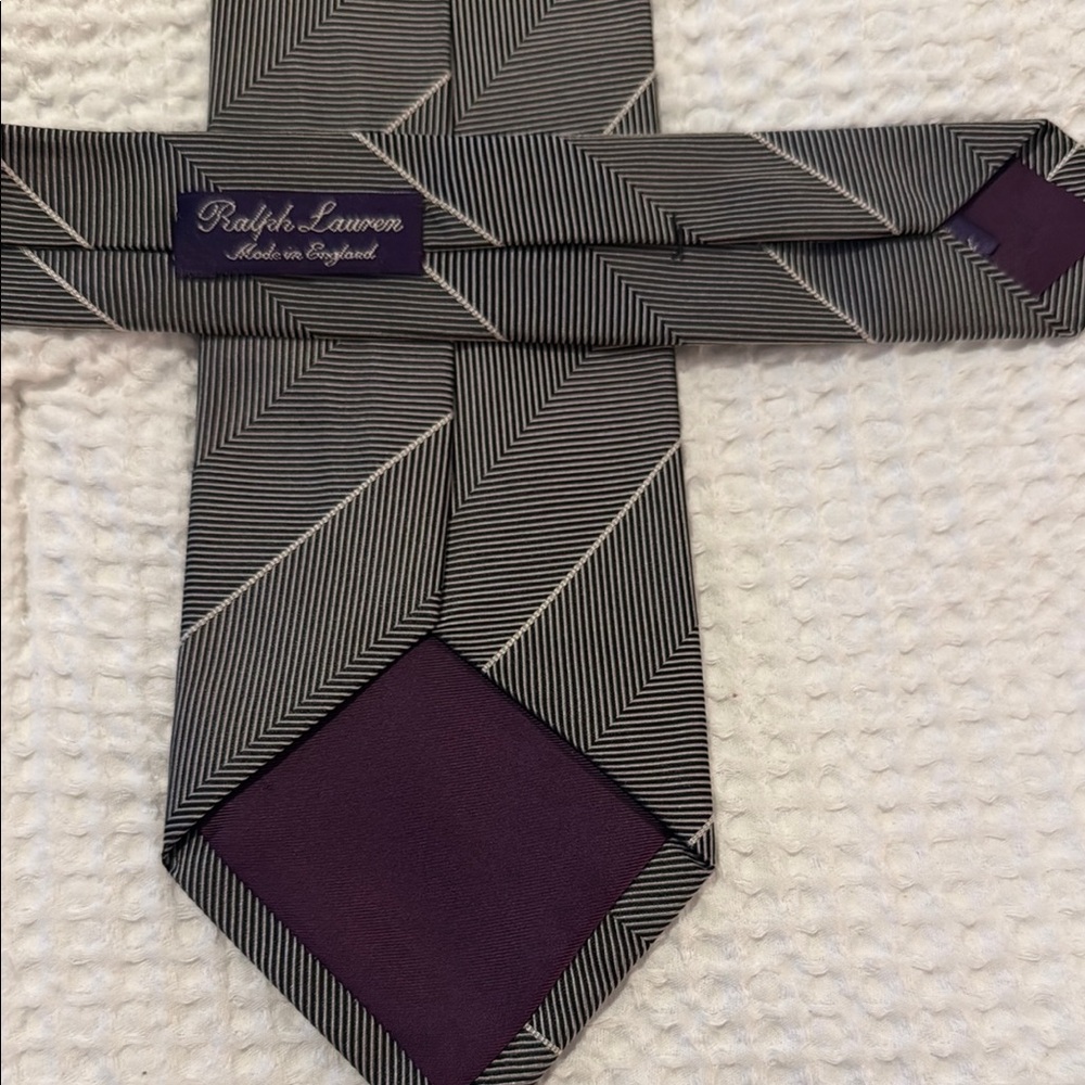 Ralph Lauren Purple Label Black and Purple Striped Silk Tie